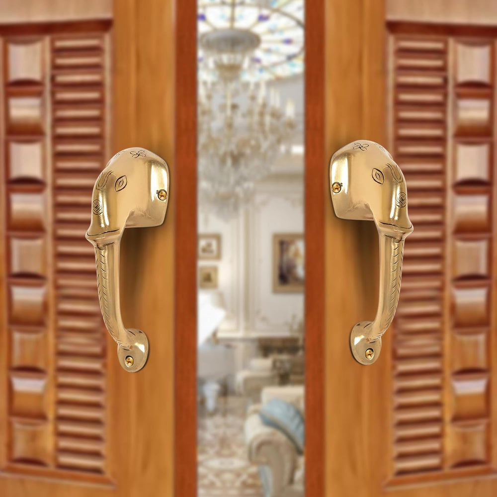 Brass Ganesha Face Door Handle Pair (Pack of 2) (Height : 6 inch)