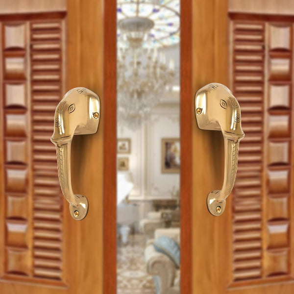 Brass Ganesha Face Door Handle Pair (Pack of 2) (Height : 6 inch)