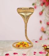 Brass naag snake for Shivling puja stand, flower bowl and raised hood head