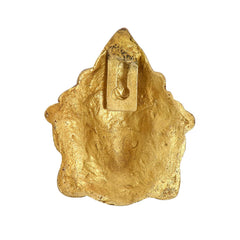 Brass Maa Durga face idol wall hanging, plain back plate with hanging slot, gold tone
