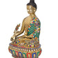 Brass Dhyan Mudra Buddha Statue Handcrafted Spiritual Decor for Home and Office Decor Meditating Buddha Idol (Height 19.5 Inch)