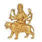 Brass Durga Maa with Lion Idol Hindu Goddess Sherawali MATA Murti MATA Rani Statue Figurine Home Temple (Height: 8 Inch) (Gold)