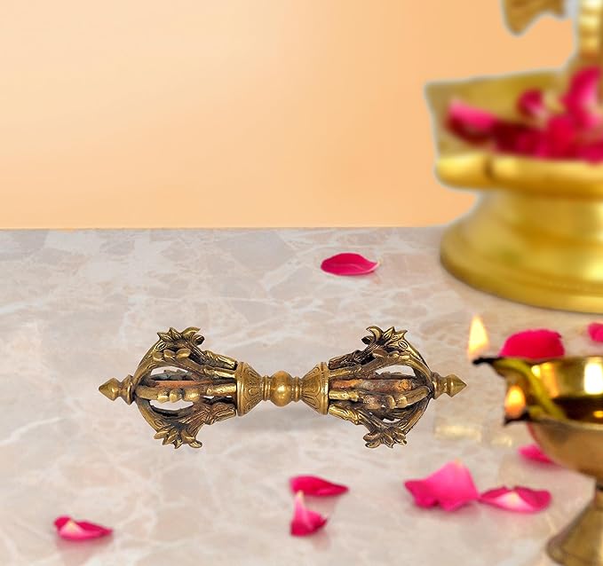 Brass Buddhist Small Dorje with Nine Pronged (Length : 17 cm)