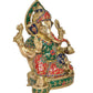 Brass Lord Ganesha Idol Sitting Ganesh Statue Decorative Sculpture for Home Decor Office Mandir Pooja Temple (Height 12Inch)