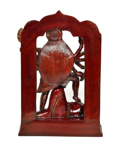 Back view of Mahakali Kali Mata idol statue with Shivji, arched red frame