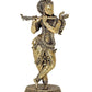 Fine Brass Lord Krishna Idol Figurine Sculpture Playing Flute Statue Decorative Showpiece, (Height 9.5 Inch)