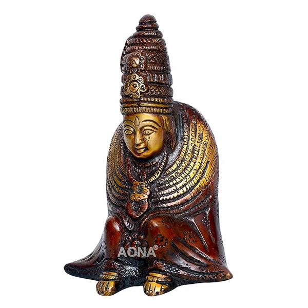 Brass Handicraft Tulja Maa Goddess - Brown Height 4.2 Inches Entryway Setting