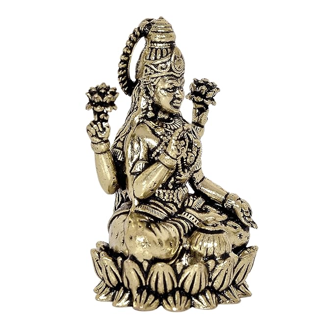 Super Fine Brass Lakshmi Laxmi Statue Idol Murti for Home Temple Office Mandir, (Height: 2 Inch)