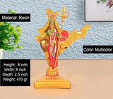 Mother India resin idol, multicolor, front view with trident and pedestal base, 8 inch