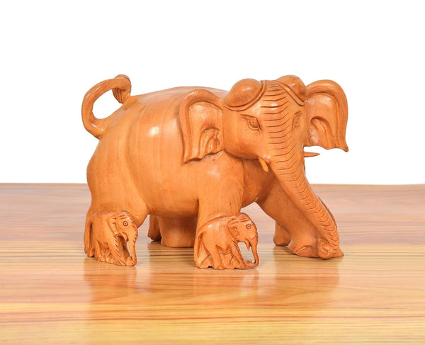 Wooden Elephant Show Piece (Height 4 Inch) (Wooden 3) Study Setting