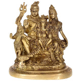 Shiva family brass figurine, multi-deity scene with ornate details and raised hands