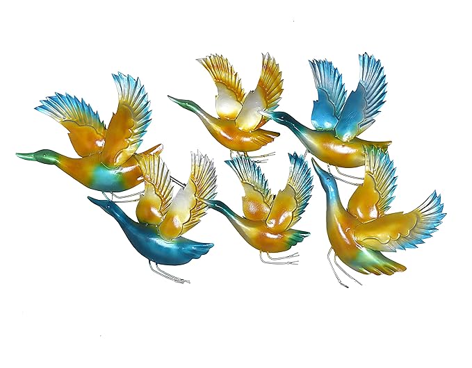 Iron Six Flying Birds Wall Decor With LED lights (Height: 28 Inches)