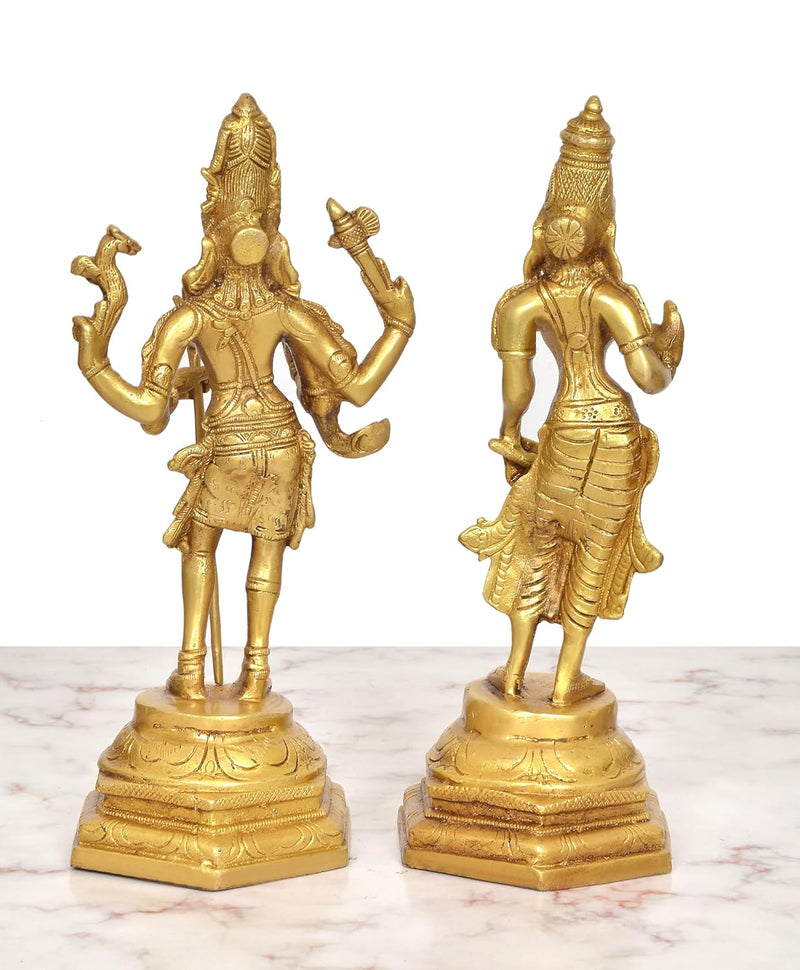 Brass Standing Shiv Parvati Statue (Height: 11 Inch)