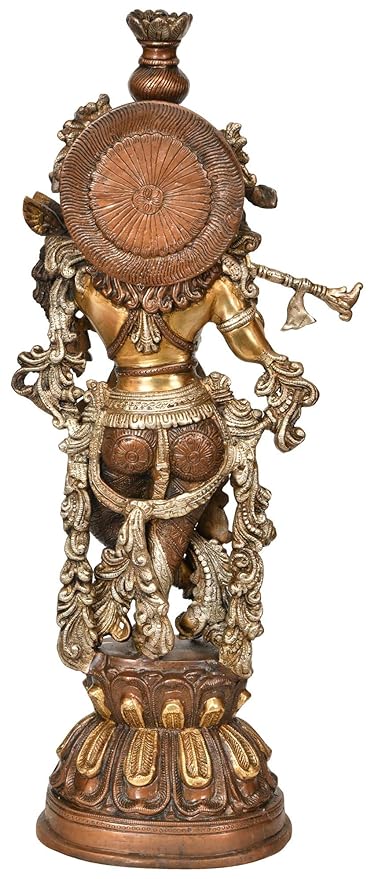 Brass Standing Krishna with Flute (Height 20 Inch) Craft Detail