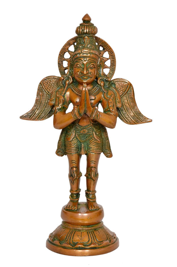 Brass Garun Bhagwan Standing Garuda Idol Statue for Home Decor (Height 11.5 Inch)