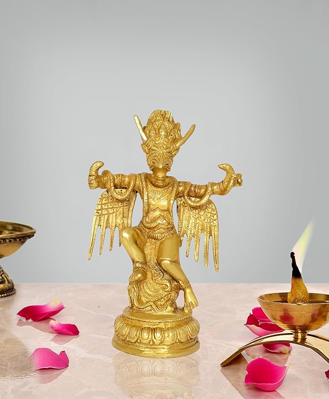 Brass Garun Bhagwan Idol Statue for Home Decor Height 8 Inch