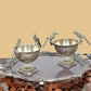 Metal Parrot Dry Fruit Bowl with Tray Silver Polish for Home Decor Room Table & Gift Diwali,Raksha Bandhan (Height: 5 inch)