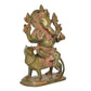Brass Lord Ganesha Sitting on Mouse Figurine (Height 9.5 Inch)