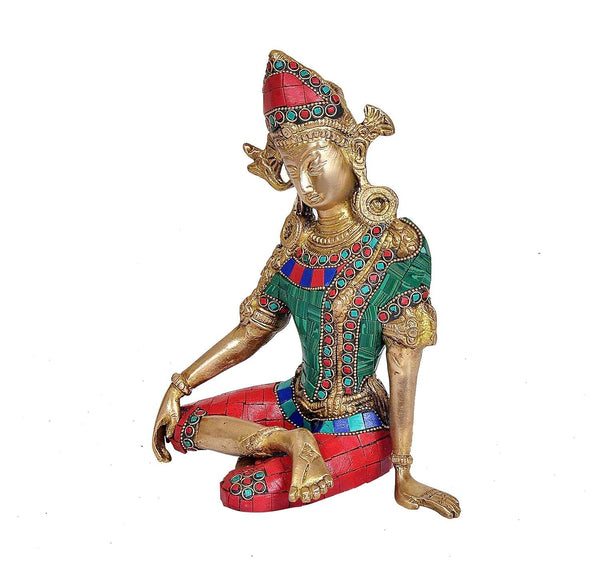 Brass Lord Indra Dev Idol (Height : 9.5 inches) Study Setting
