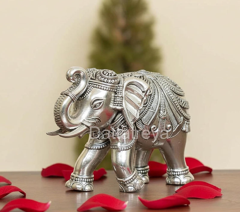 Bronze Silver Elephant Sculpture (Height: 3 Inch)