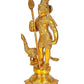 Lord Kartikeya Brass Idol Figurine Standing Murgan with Peacock Sculpture Showpiece Golden Height 10 Inches