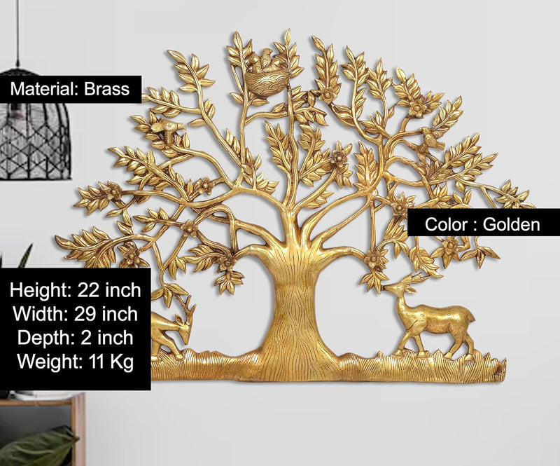 Brass Kalpavriksha Tree Wall Hanging Figurine (Height: 22 inch)