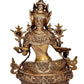 Brass Silver Tara Devi Buddha Religious Statue Home Decor (Height 12" Inch)