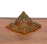 Superfine Brass Shri Yantra pyramid (2-inch), top view of tiered structure and yantra