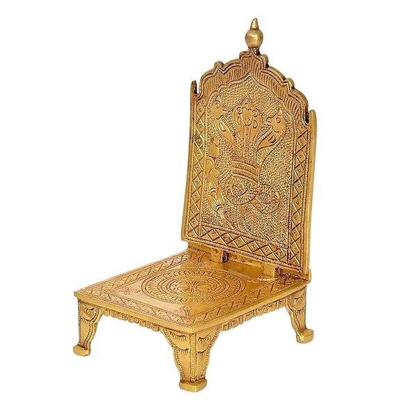 Brass Bhagwan Chowki Palki for Idol Statue Temple Home Decor | Height : 7 Inches Entryway Setting