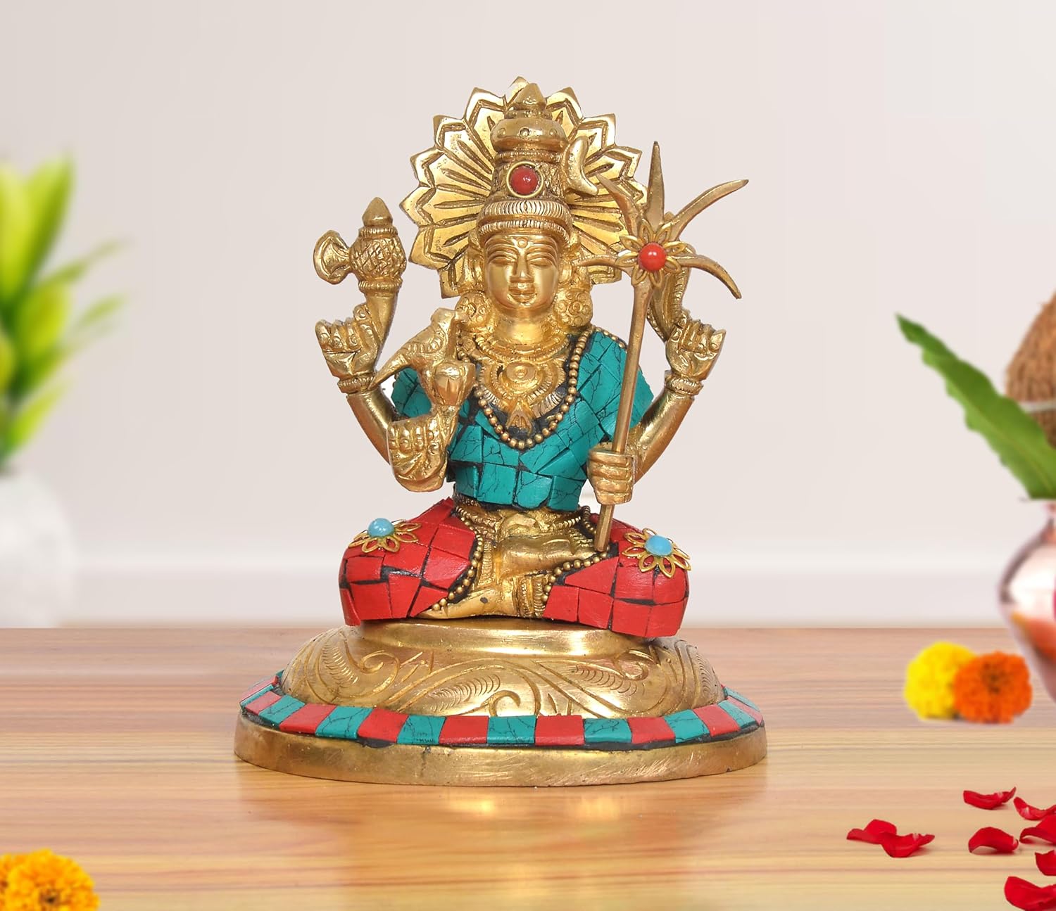 AONA Brass Kamakshi Amman Statue Goddess Lalitadevi Rajarajeshwari Tripura Sundari