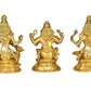 Brass Laskshmi Ganesh Saraswati Statue Idol On Base for Temple Mandir Home Decor | Height : 8 Inches