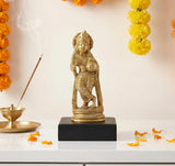 Brass Radha figurine, 4 inch, standing on dark base, detailed jewelry
