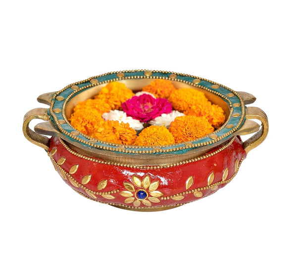 Brass Elegant Brass Urli - Decorative Traditional Decor Bowl for Weddings, Diwali, and Home Garden Entrance Decor (Height 2 Inch) Entryway Setting