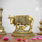 Bronze Cow with Calf for Home Decor Pooja Mandir Temple (Height 3.5 Inch)