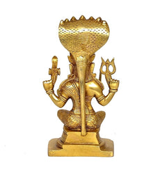 Gold brass Durga Mariamman idol back view, large halo and seated figure, on base