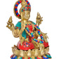 Brass Lakshmi Idol Laxmi Goddess Lakshmi Sitting Statue for Puja Temple at Home Decor Office (Height: 9 Inch)