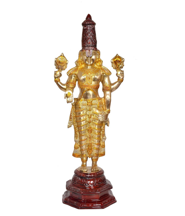 Brass Lord Tirupati Bala Ji Idol Statue Home Temple Office Figurine Showpiece Multicolour (Height 32 Inch)