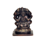 Brass Panchmukhi Ganesha idol, back view, dark bronze finish, 7 cm