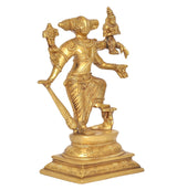 Brass Varaha Lakshmi Varaha deity idol, Bhudevi seated on raised hand, pedestal