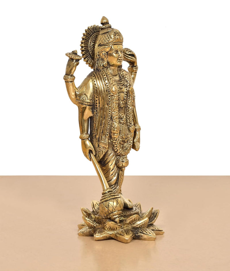 Brass Lord Vishnu Standing Idol (Height 8.5 Inch)