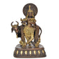 Brass Lord Krishna with Cow Idol Figurine Sculpture Playing Flute Statue Decorative Showpiece, (Height 10 Inch)