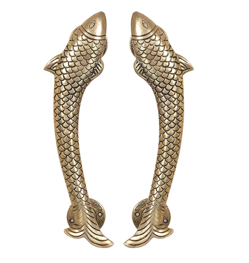 Brass Fish Door Handle Pair (Pack of 2) (Height : 11.5 inch)
