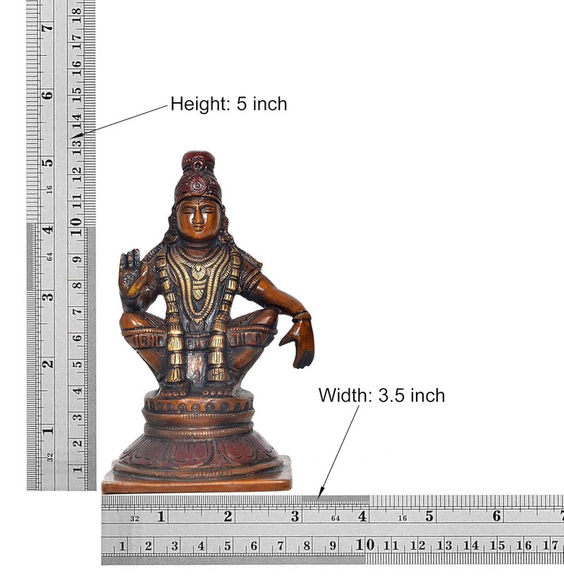 Brass Seated Lord Swami Ayyappan Ayyappa Statue Idol for Home Decor Pooja Mandir Decorative Showpiece (Height 5 Inch)