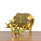 Bronze Cow with Calf for Pooja Mandir Home Templ Decor and Car Dashboard (Height 3 Inch)