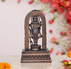 Copper Ram Lalla Ayodhya Statue (7 inch) back view under arched frame