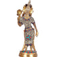 Brass Standing Goddess White Tara Devi Idol Religious Statue with Inlay Work Height 11.6 Inch