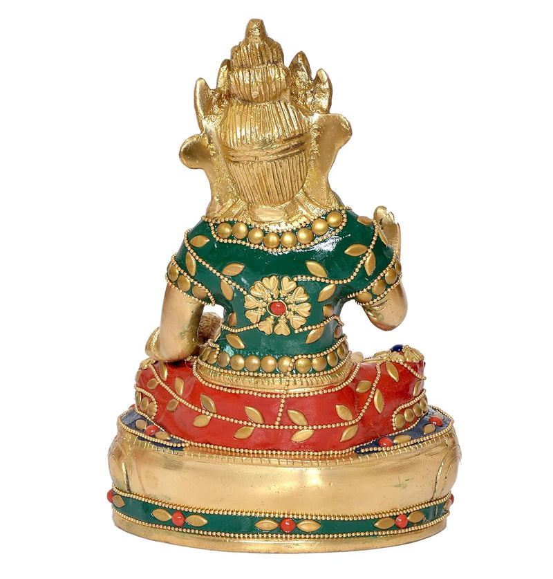 Brass Kubera God of Wealth Kuvera Kuber Kuberan Protector of The World Antique Statue Murti Statue (Height: 7.5 Inch)