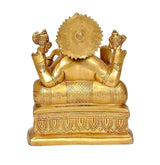 Back of brass Ganesha statue on base, ornate head and seated figure details