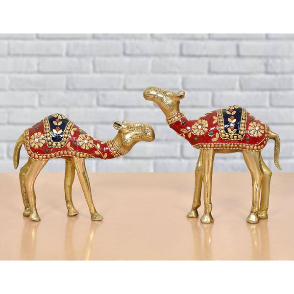 Brass Camel Figurine Pair Showpiece (Height : 7 inch) Mandir Setting