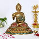 Brass Buddha Statue On Base Giving Blessing Pose for Home Decor Temple | Height : 15 Inches